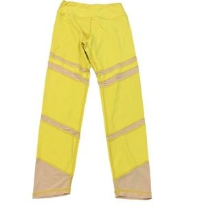 ByEgreis Women’s Yellow Mesh‎ Leggings Size Med